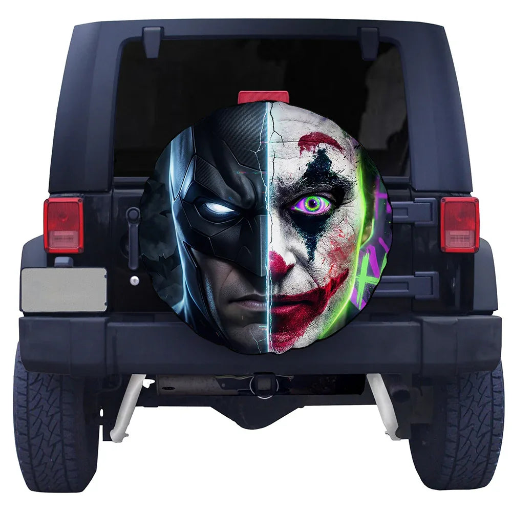 Batman and Joker Face Leather Spare Tire Cover - PersonalizedFury