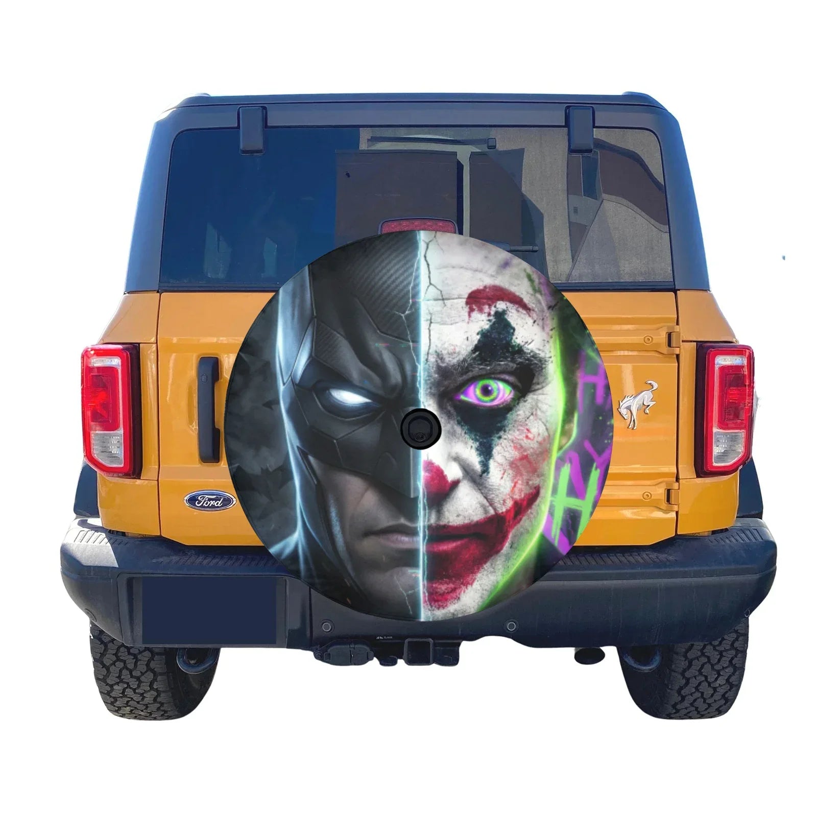 Batman and Joker Face Leather Spare Tire Cover - PersonalizedFury
