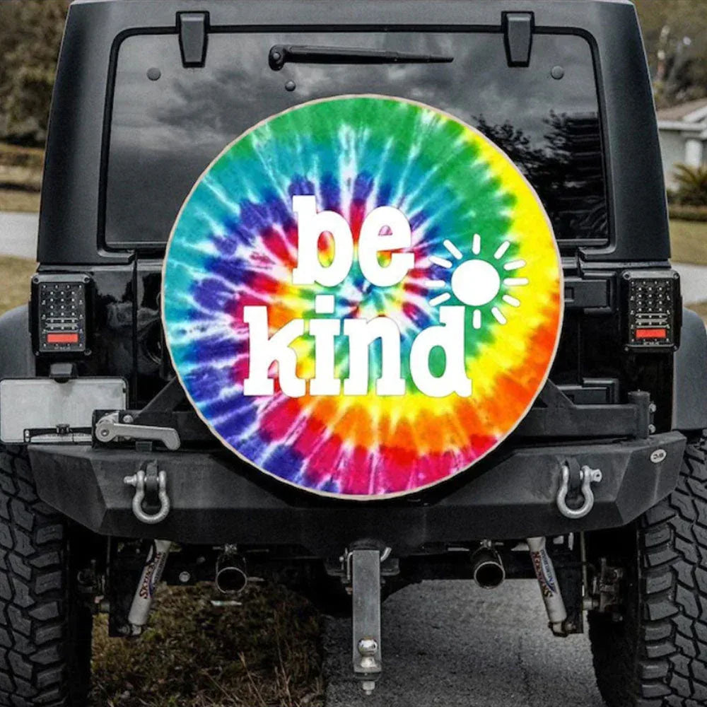 Be Kind Tie Dye Camping Custom Jeep Car Spare Tire Cover