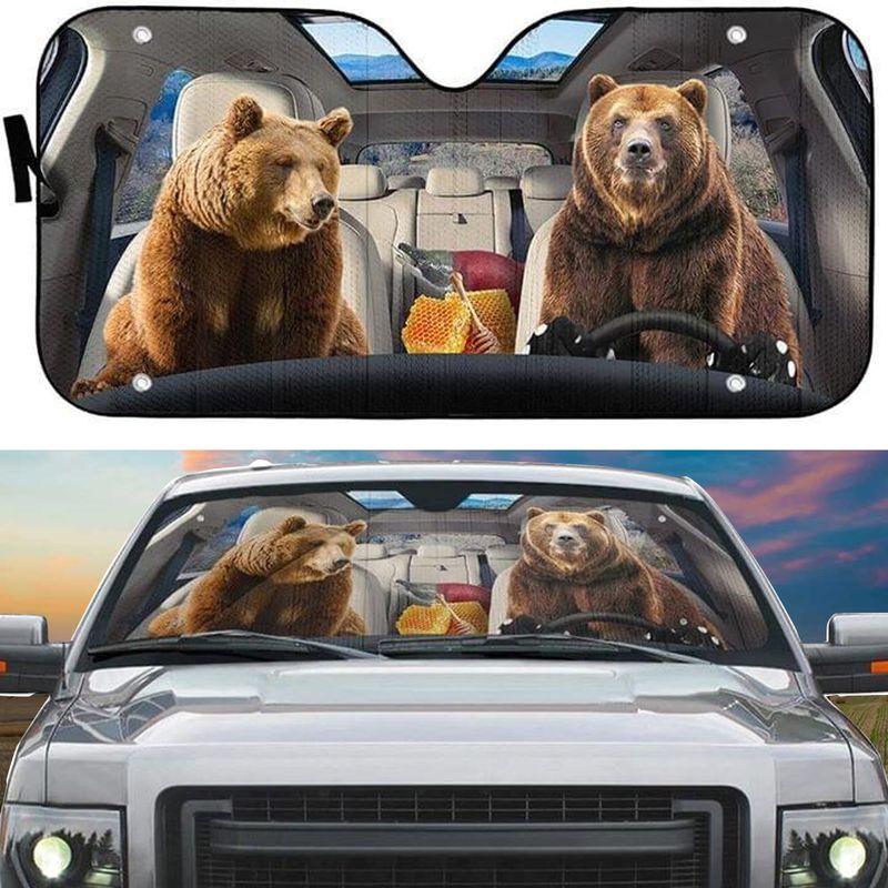 Bear Car All Over Printed 3D Sun Shade