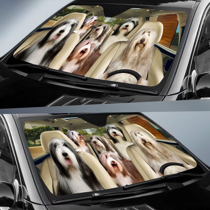 Bearded Collie Car All Over Printed 3D Sun Shade