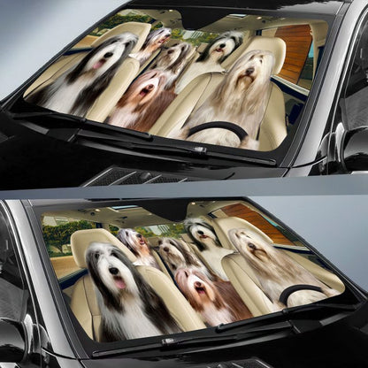 Bearded Collie Car All Over Printed 3D Sun Shade