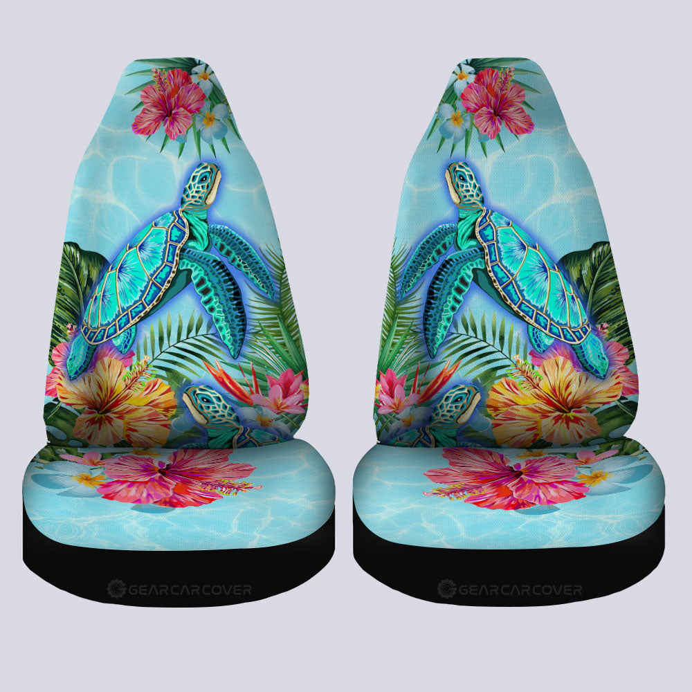 Beautiful Turtle Car Seat Covers Custom Flower Hibiscus Car Accessories