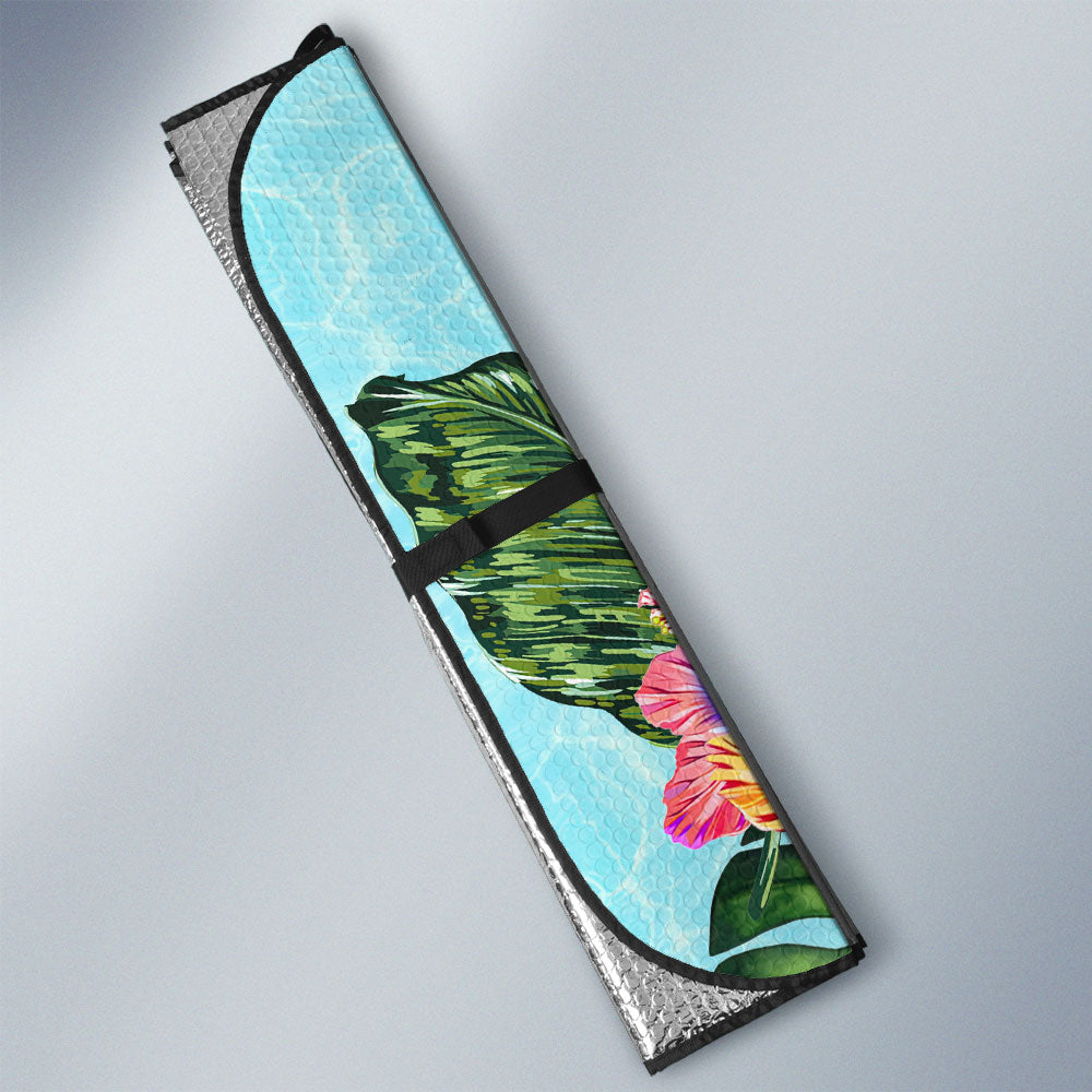 Beautiful Turtle Car Sunshade Custom Flower Hibiscus Car Accessories