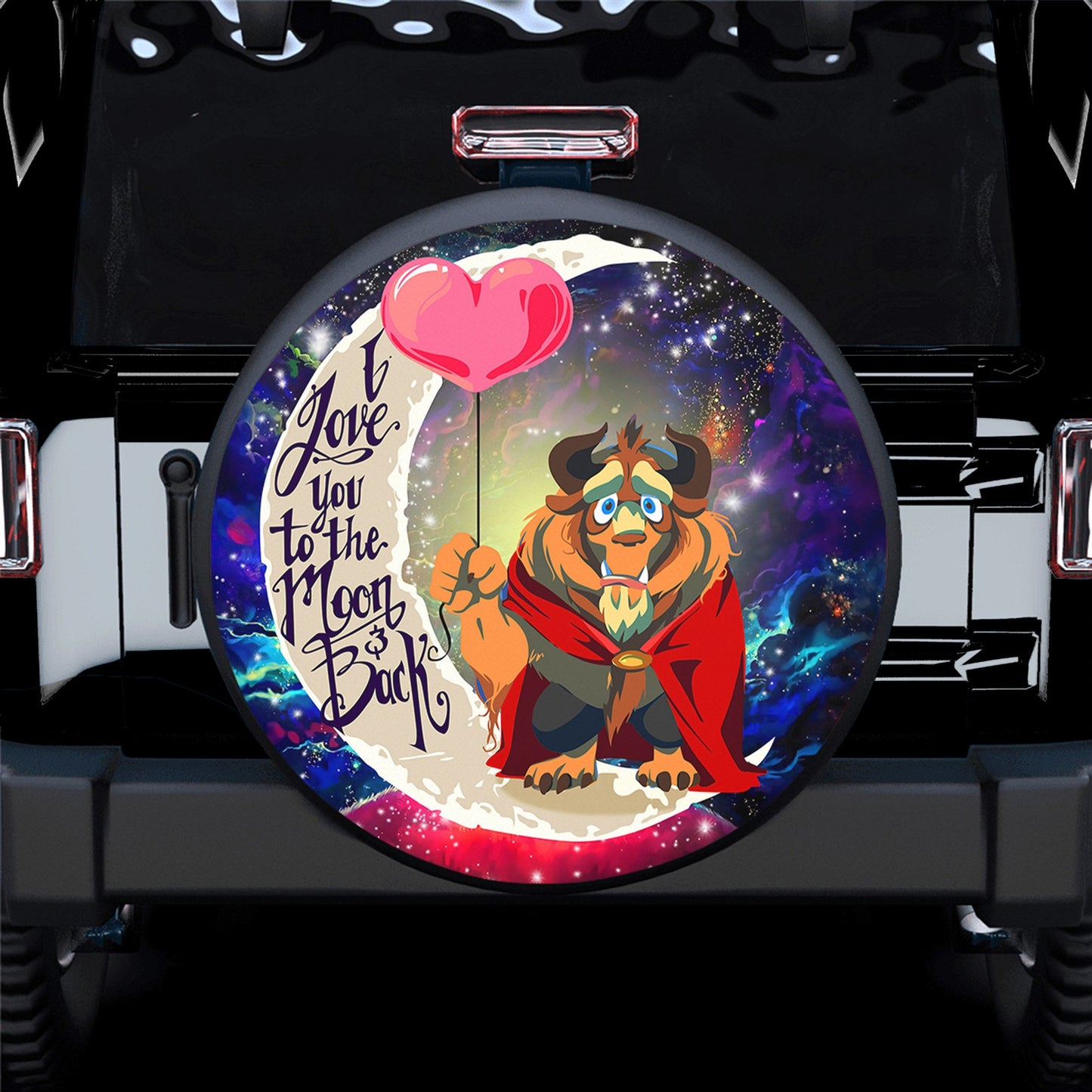 Beauty And The Beast Love You To The Moon Galaxy Spare Tire Cover