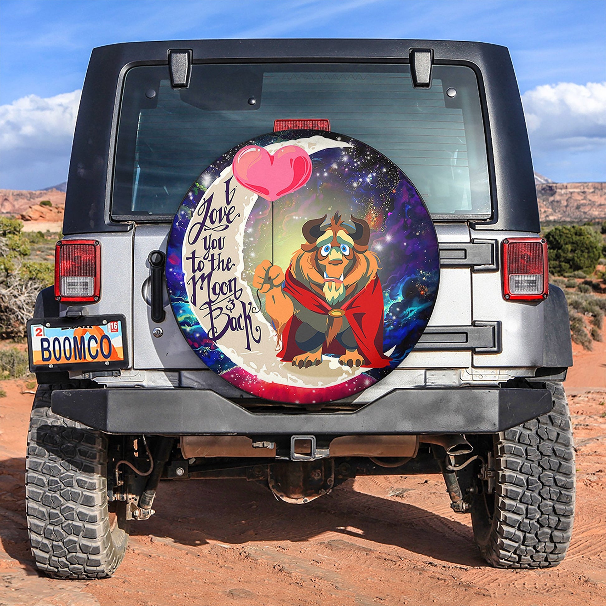 Beauty And The Beast Love You To The Moon Galaxy Spare Tire Cover
