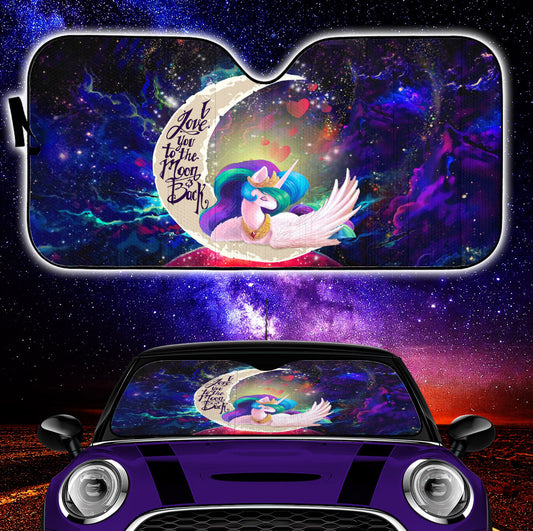 Beauty Unicorn Love You To The Moon Galaxy Car Auto Sunshades
