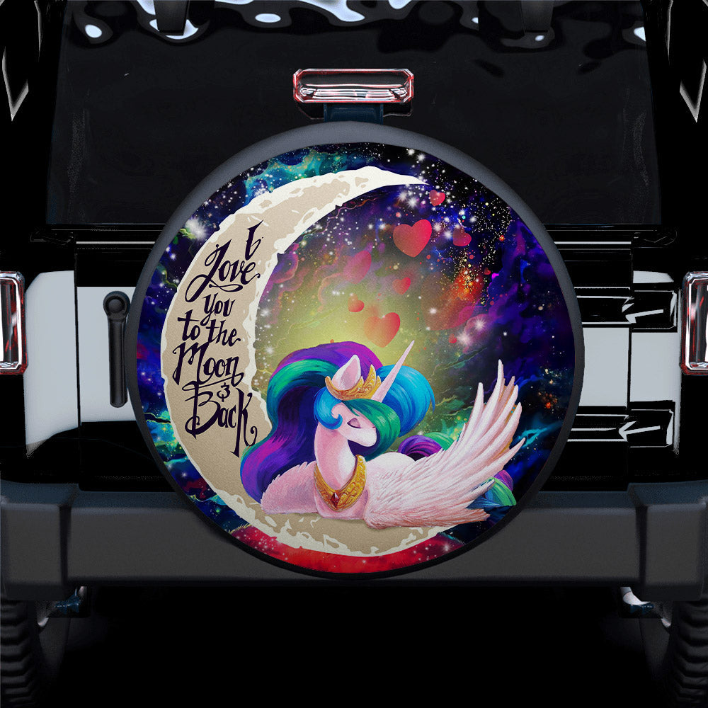 Beauty Unicorn Love You To The Moon Galaxy Car Spare Tire Cover