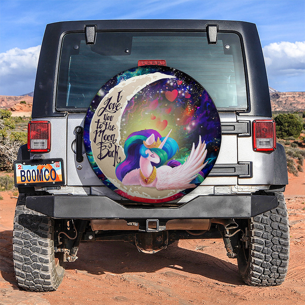 Beauty Unicorn Love You To The Moon Galaxy Car Spare Tire Cover