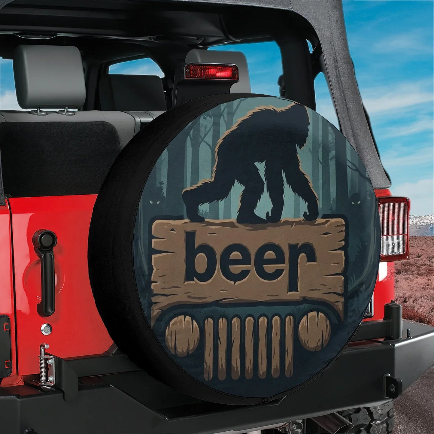 Bigfoot Jeep Spare Tire Cover - Funny Beer Jeep Accessories - PersonalizedFury