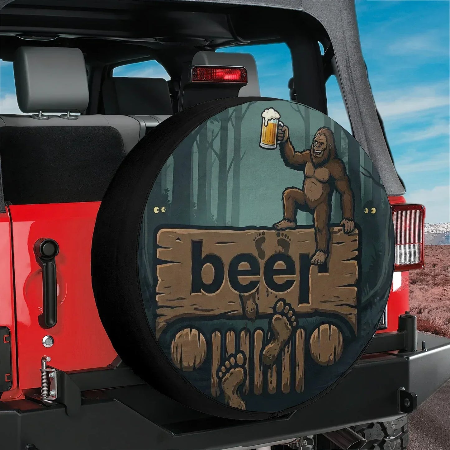 Beer Bigfoot Jeep Spare Tire Cover - Funny Jeep Accessories - PersonalizedFury