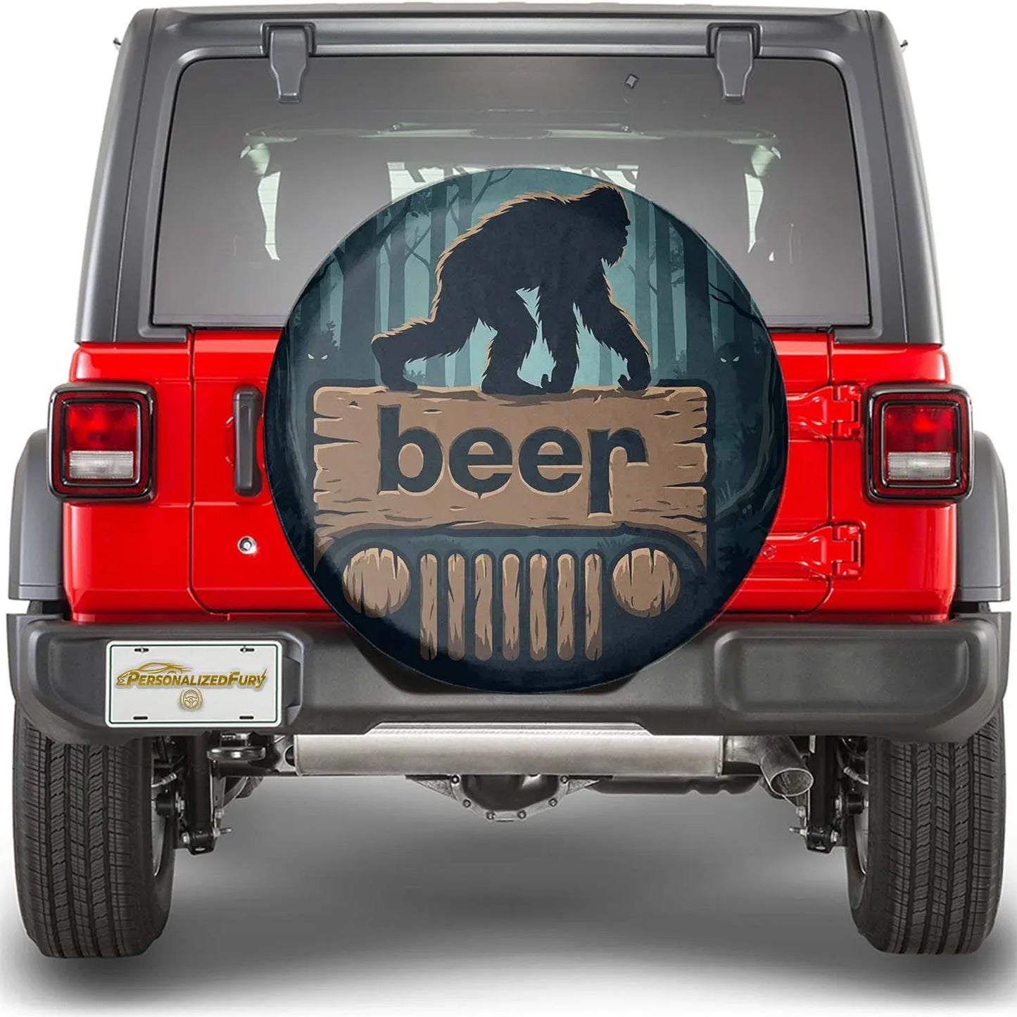 Bigfoot Jeep Spare Tire Cover - Funny Beer Jeep Accessories - PersonalizedFury