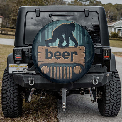 Bigfoot Jeep Spare Tire Cover - Funny Beer Jeep Accessories - PersonalizedFury