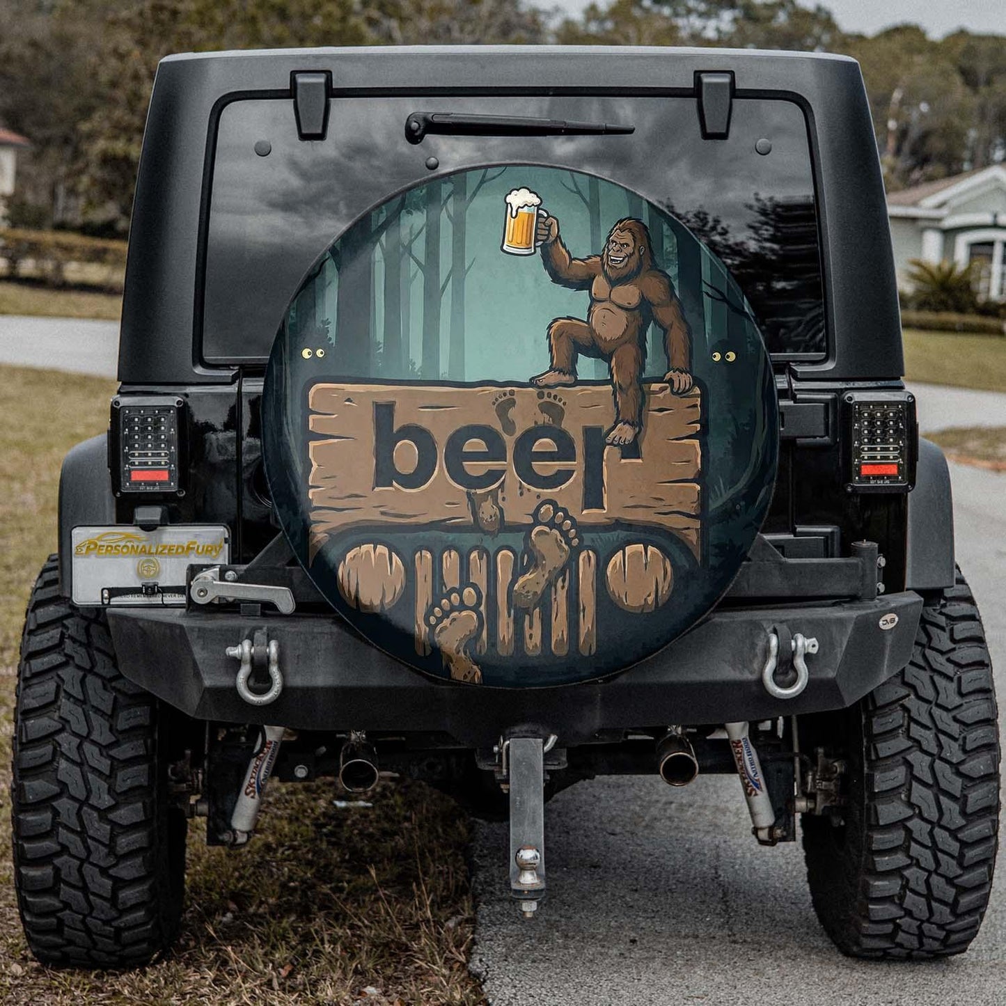Beer Bigfoot Jeep Spare Tire Cover - Funny Jeep Accessories - PersonalizedFury