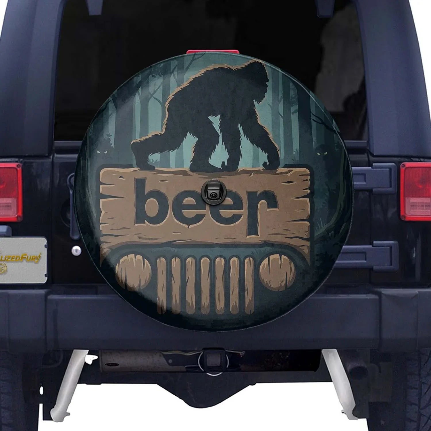 Bigfoot Jeep Spare Tire Cover - Funny Beer Jeep Accessories - PersonalizedFury