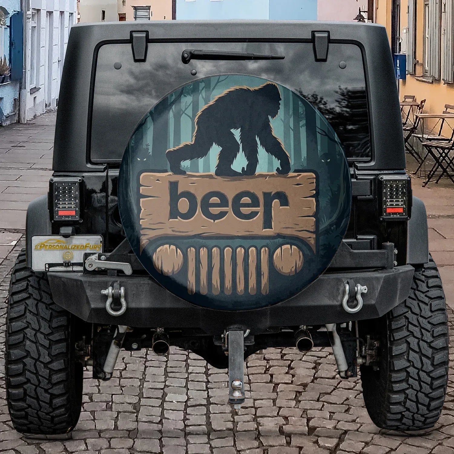 Bigfoot Jeep Spare Tire Cover - Funny Beer Jeep Accessories - PersonalizedFury