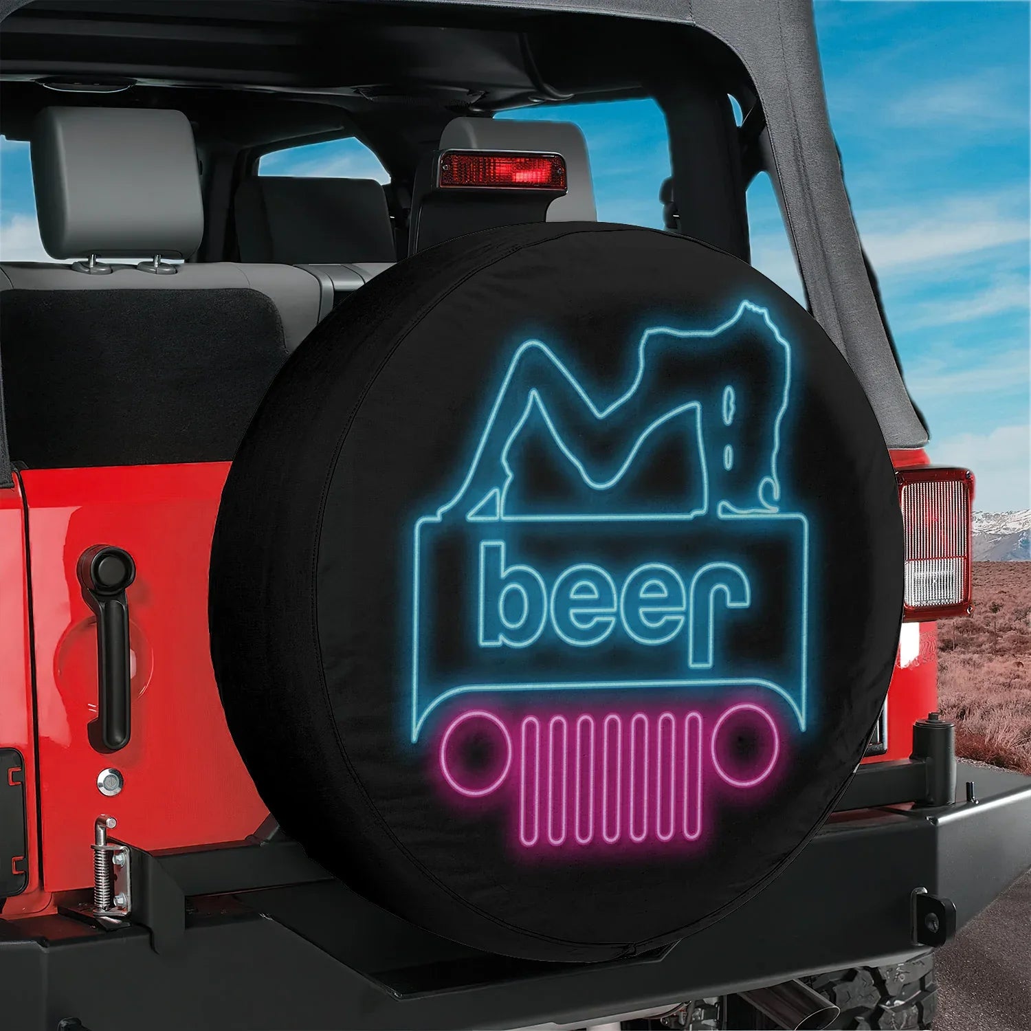 Jeep Beer Spare Tire Cover – Camping & Cold Beer Theme - PersonalizedFury