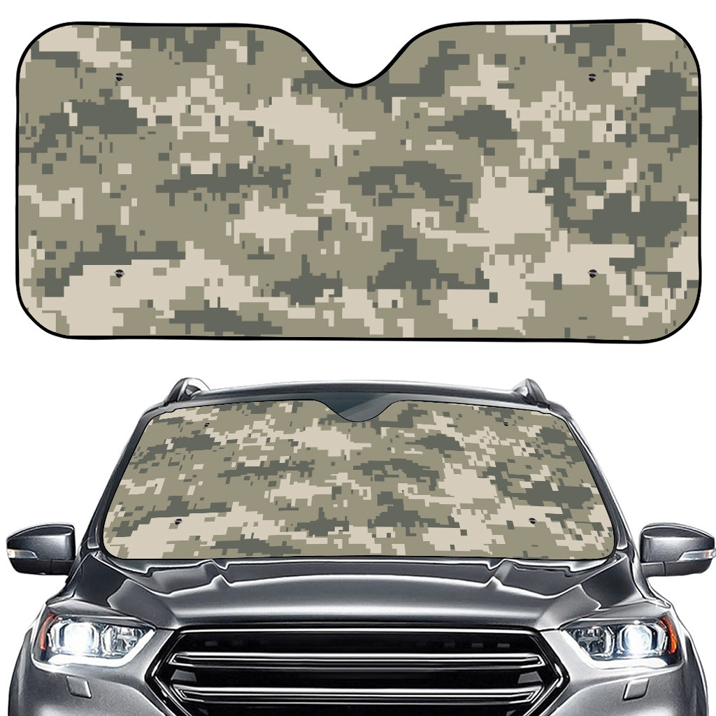 Beige Digital Camo Pattern Print Car Windshield Sun Shade
