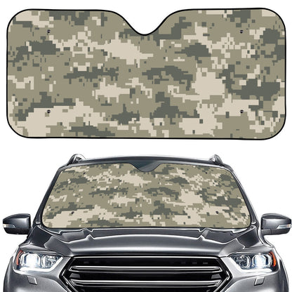Beige Digital Camo Pattern Print Car Windshield Sun Shade