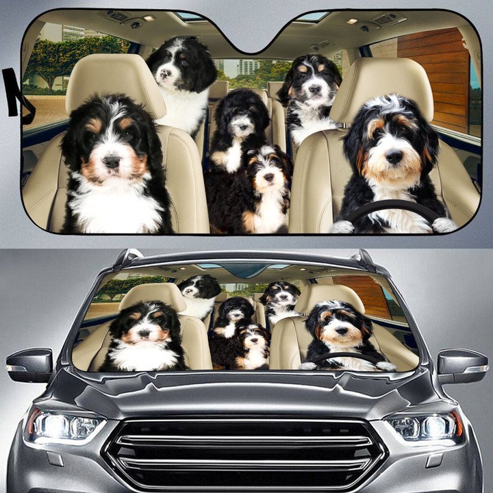 Bernedoodle Car All Over Printed 3D Sun Shade
