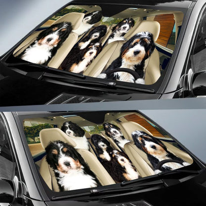 Bernedoodle Car All Over Printed 3D Sun Shade