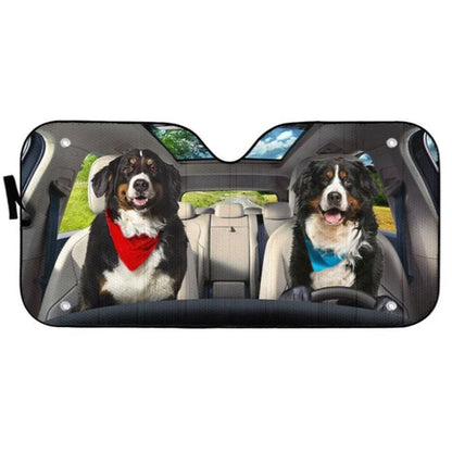 Bernese Mountain Dog Couple Car Auto Sun Shades Windshield Accessories Decor Gift