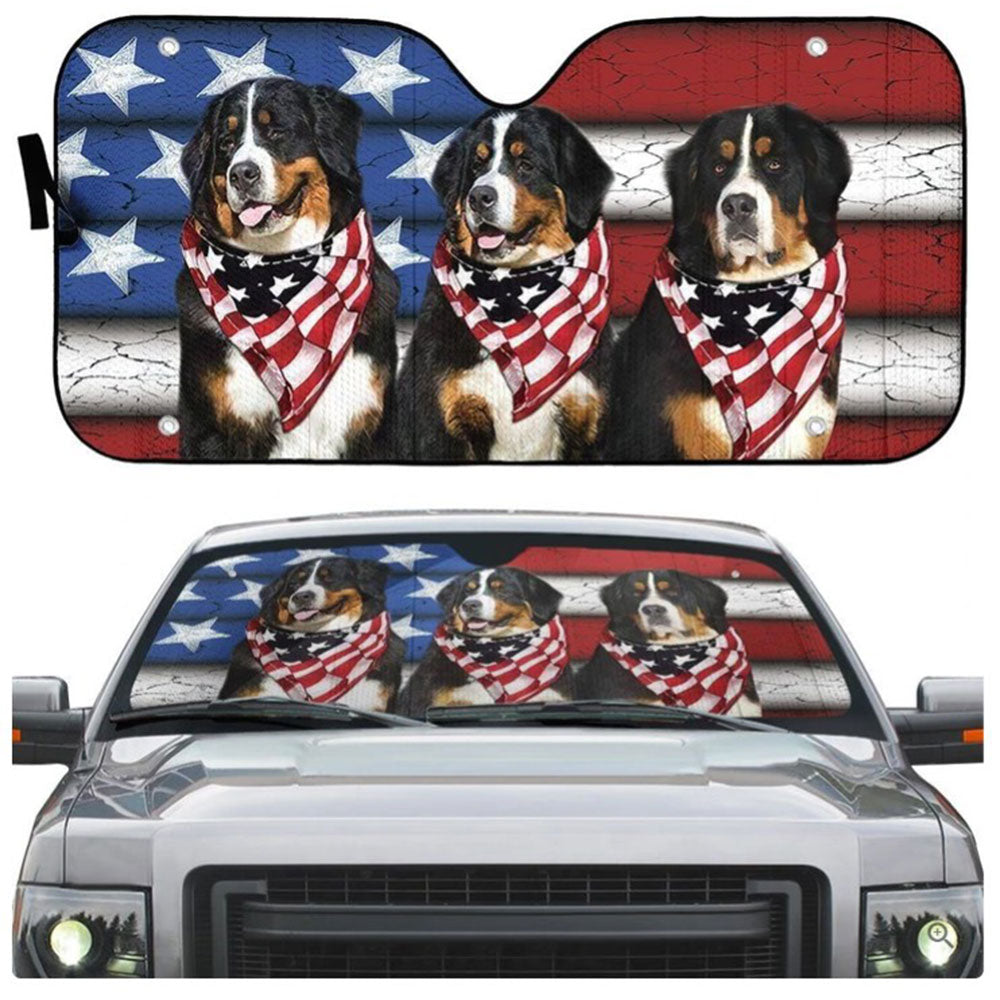 Bernese USA Flag Custom Car Auto Sun Shades Windshield Accessories Decor Gift
