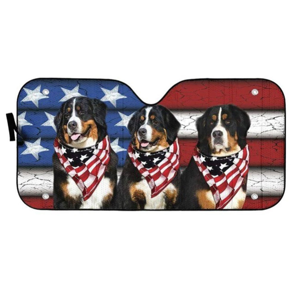 Bernese USA Flag Custom Car Auto Sun Shades Windshield Accessories Decor Gift