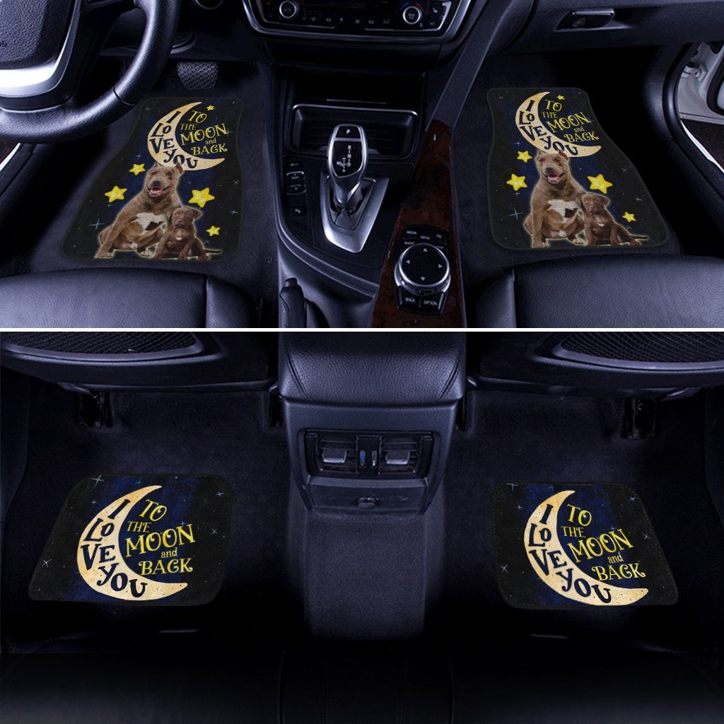 Best Dad Ever Pitbull Car Floor Mats Custom I Love You To The Moon And Back Cool Car Accessories