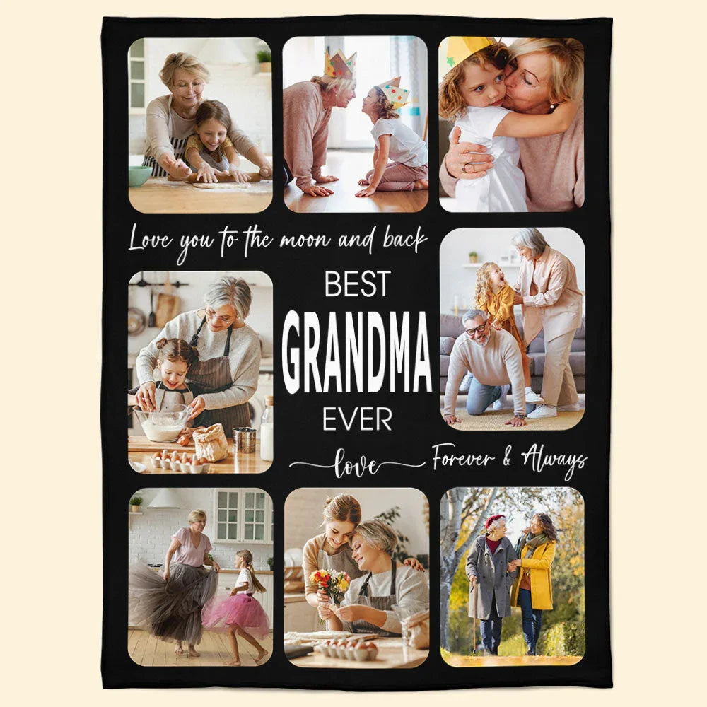 Best Grandma Ever Best Mom Ever - Personalized Photo Blanket