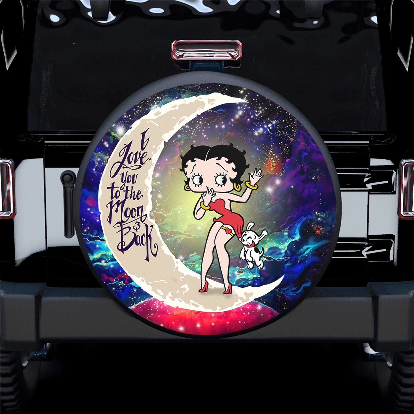 Betty Boop Love You To The Moon Galaxy Spare Tire Cover