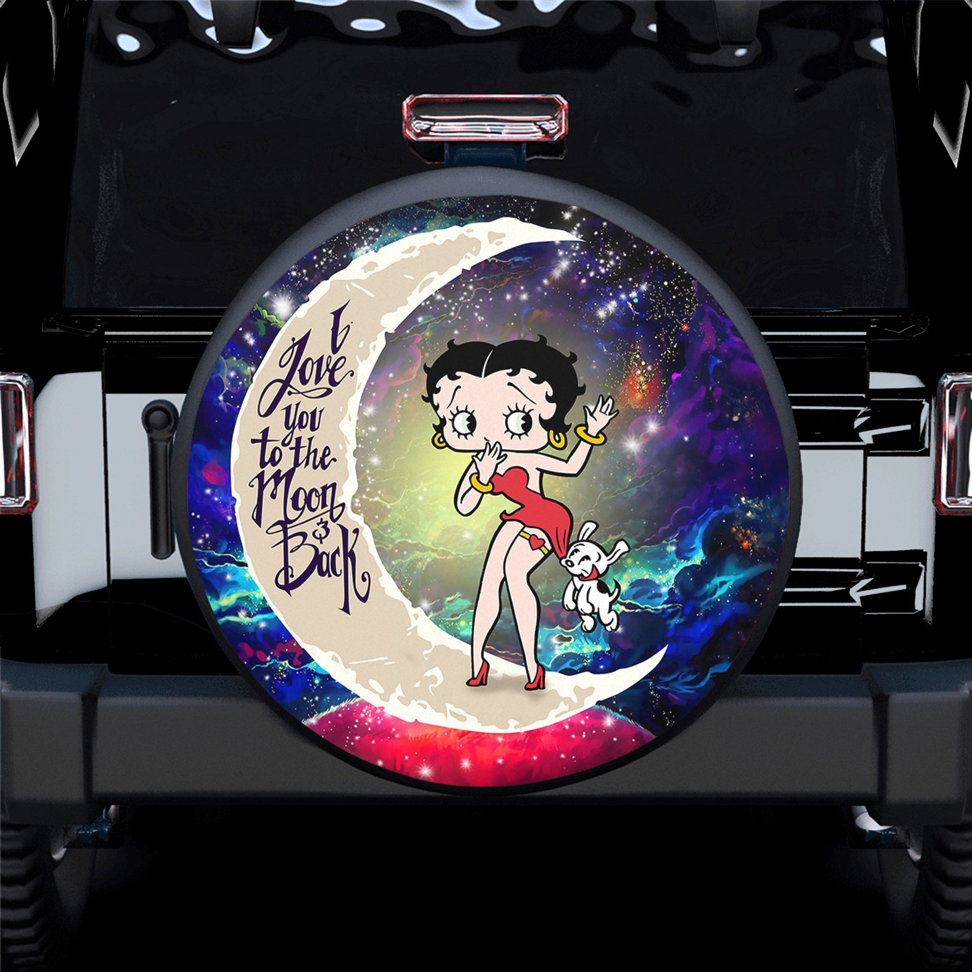 Betty Boop Love You To The Moon Galaxy Spare Tire Cover