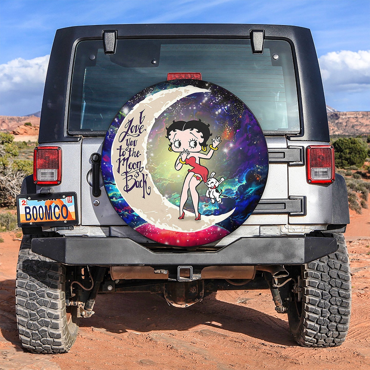 Betty Boop Love You To The Moon Galaxy Spare Tire Cover
