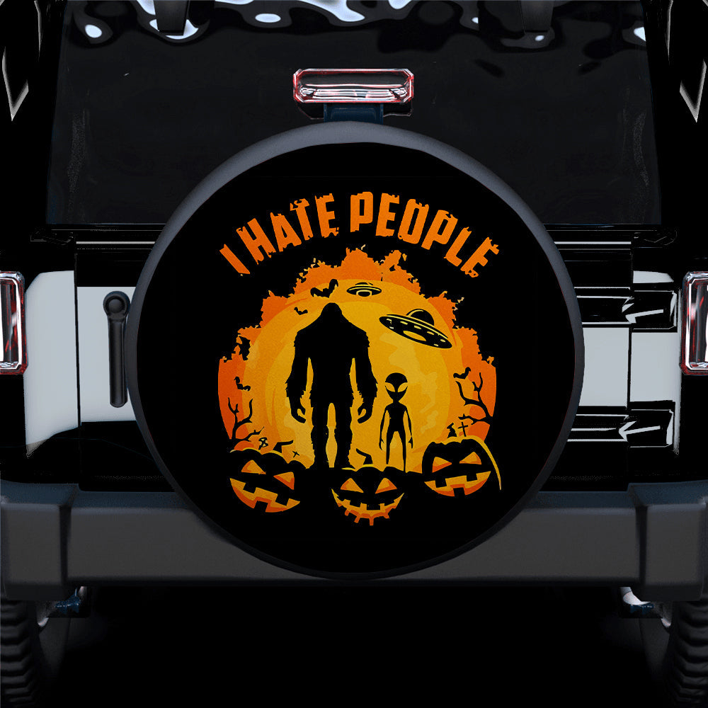 Bigfoot And Alien Hate People Car Spare Tire Cover