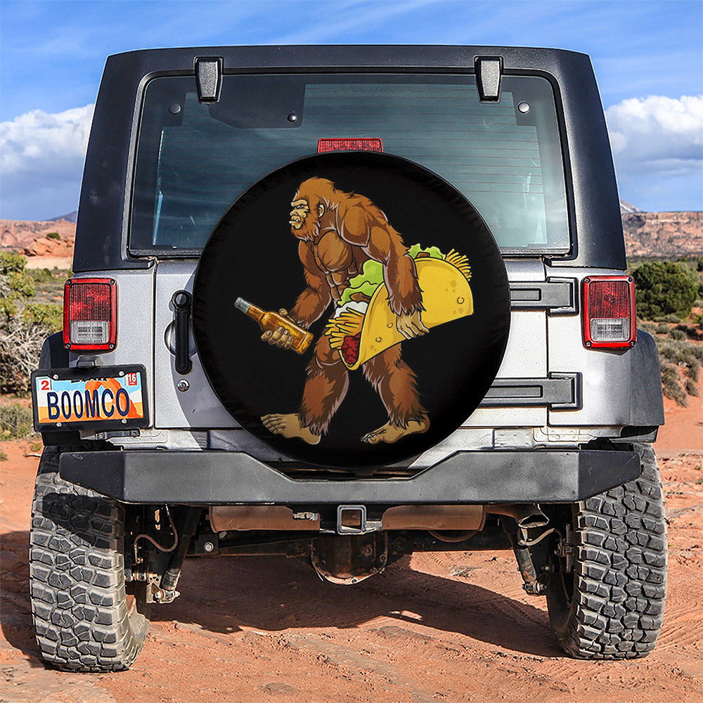 Bigfoot Carrying Taco and Beer Car Spare Tire Cover