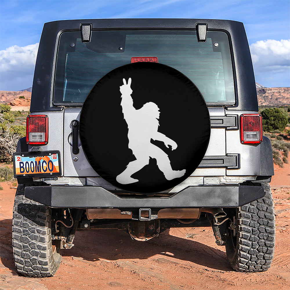 Bigfoot Peace Sign Hand Sasquatch Peace Symbol Jeep Car Spare Tire Cover