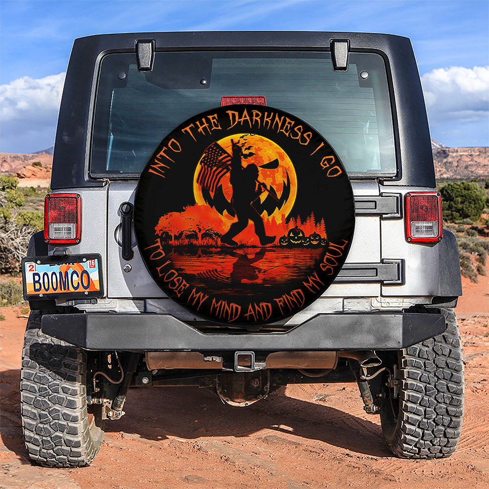 Bigfoot Sasquatch Into The Darkness I Go Jeep Car Spare Tire Cover
