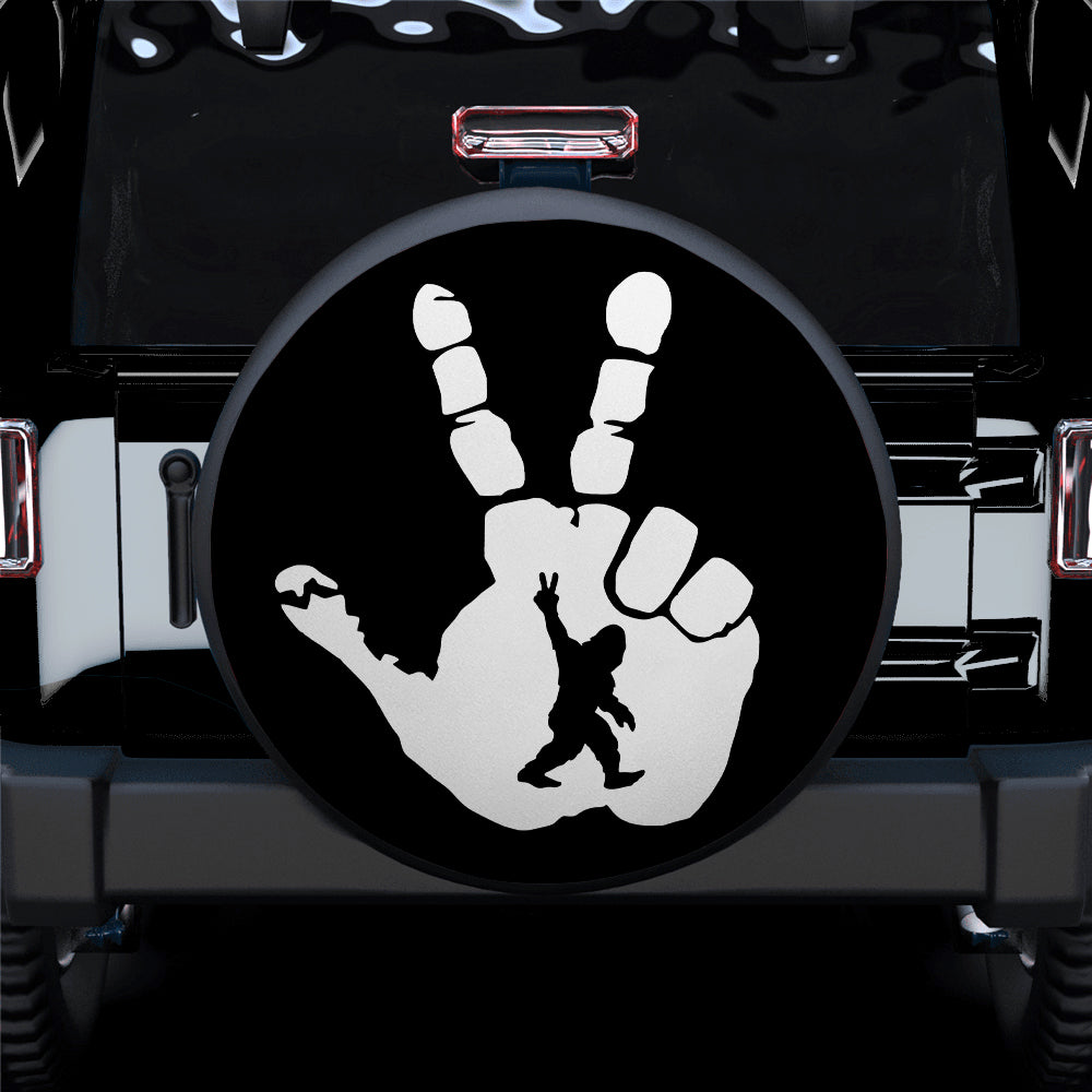 Bigfoot Sasquatch Peace Sign Jeep Car Spare Tire Cover