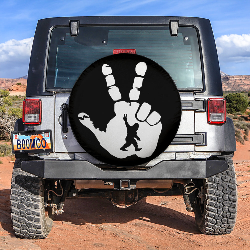 Bigfoot Sasquatch Peace Sign Jeep Car Spare Tire Cover