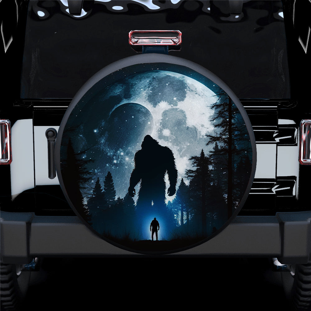 Bigfoot Shadow Look The Night Sky Big Moon With Star Car Spare Tire Cover