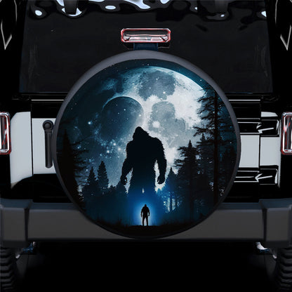 Bigfoot Shadow Look The Night Sky Big Moon With Star Car Spare Tire Cover