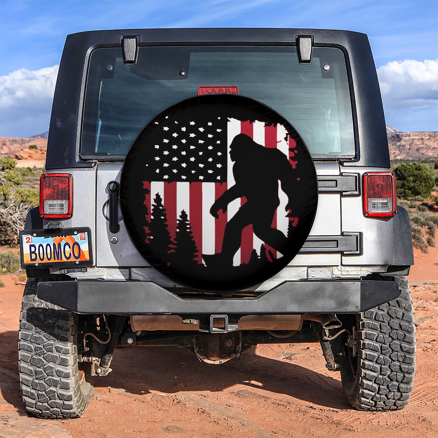 Bigfoot USA Flag Car Spare Tire Cover