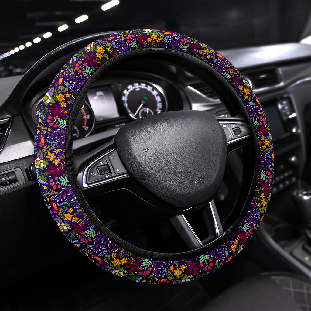 Birds Flower Forest Premium Car Steering Wheel Cover