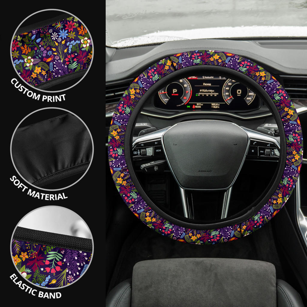Birds Flower Forest Premium Car Steering Wheel Cover