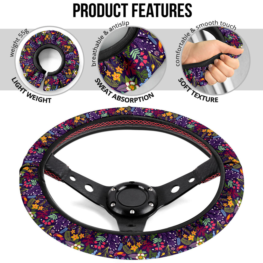 Birds Flower Forest Premium Car Steering Wheel Cover