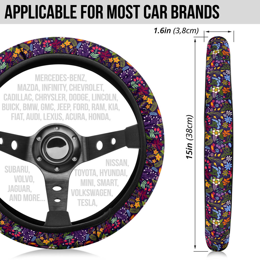 Birds Flower Forest Premium Car Steering Wheel Cover
