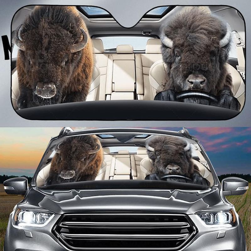 Bison Car All Over Printed 3D Sun Shade