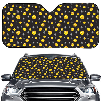 Bitcoin And Ethereum Pattern Print Car Windshield Sun Shade