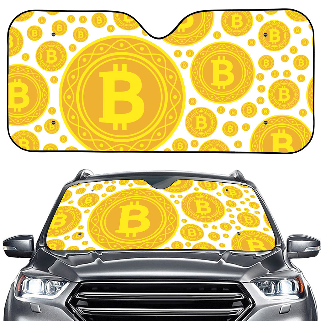 Bitcoin Crypto Pattern Print Car Windshield Sun Shade