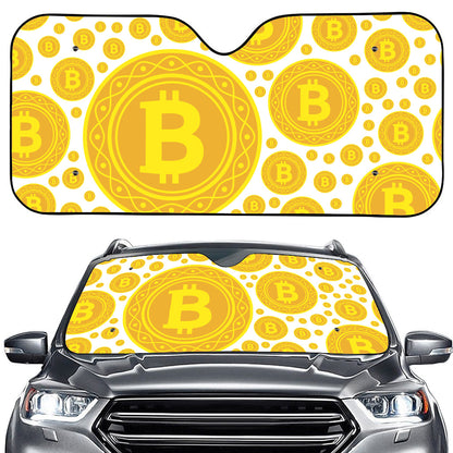 Bitcoin Crypto Pattern Print Car Windshield Sun Shade